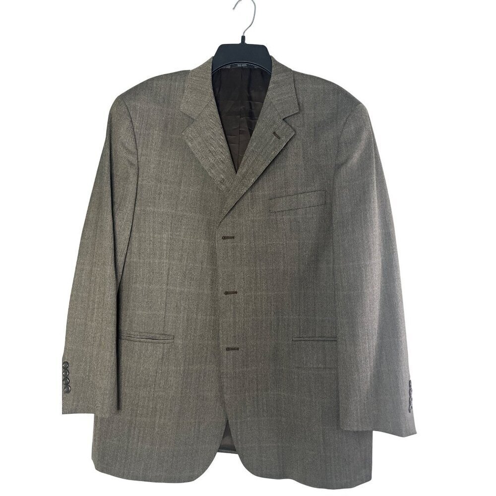 Jones New York Men’s 44 Brown 100% Wool Blazer Sports Coat Classic Tailored